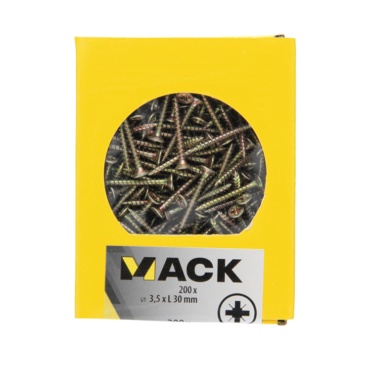 Laden Sie das Bild in Galerie -Viewer, Mack 1020084 - spaanplaatschroef vz kop geelvz 200 st 3,5 x 30 mm | 5 stuks

