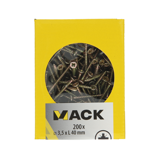 Mack 1020086 - spaanplaatschroef vz kop geelvz 200 st 3,5 x 40 mm | 5 stuks
