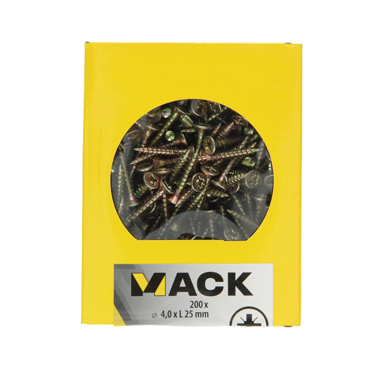 Afbeelding laden in galerijviewer, Mack 1020091 - spaanplaatschroef vz kop geel vz 200 st 4,0 x 25 mm | 5 stuks
