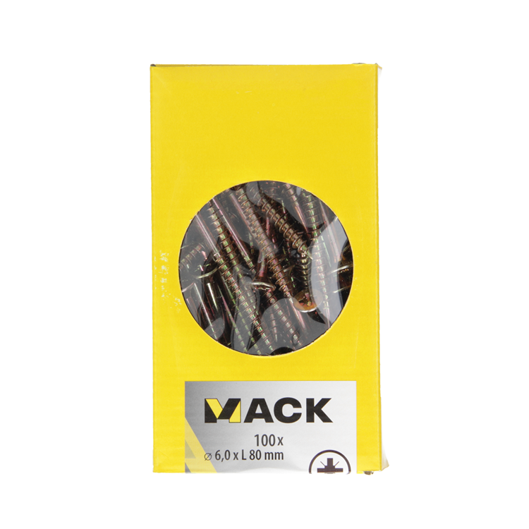 Afbeelding laden in galerijviewer, Mack 1020125 - spaanplaatschroef vz kop geel vz 100 st 6,0 x 80 mm | 2 stuks
