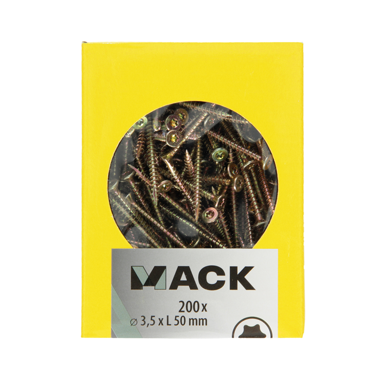 Afbeelding laden in galerijviewer, Mack 1020134 - spaanplaatschroef vz kp-zelfb.gvz 200st 3,5 x 50 mm | 5 stuks
