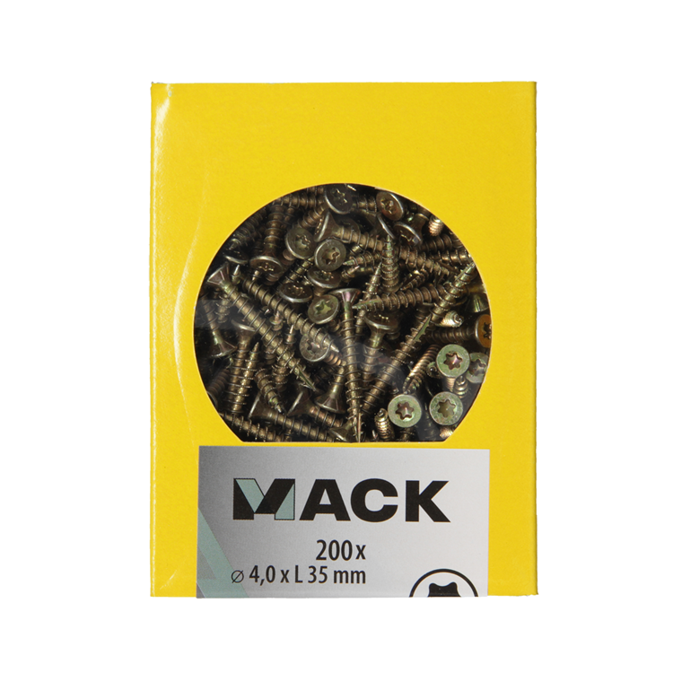 Afbeelding laden in galerijviewer, Mack 1020138 - spaanplaatschroef vz kp-zelfb.gvz 200st 4,0 x 35 mm | 5 stuks
