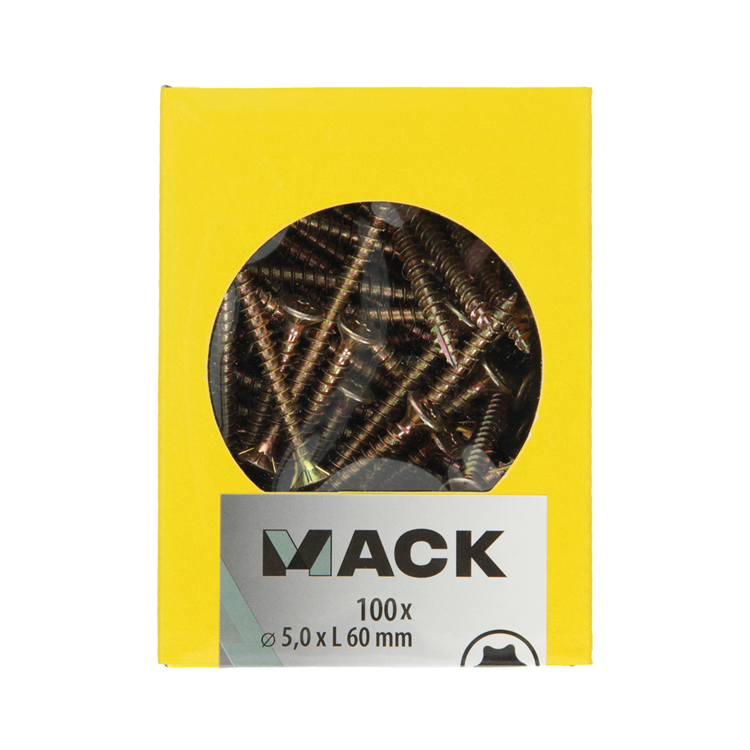 Afbeelding laden in galerijviewer, Mack 1020153 - spaanplaatschroef vz kp-zelfb.gvz 100st 5,0 x 60 mm | 5 stuks
