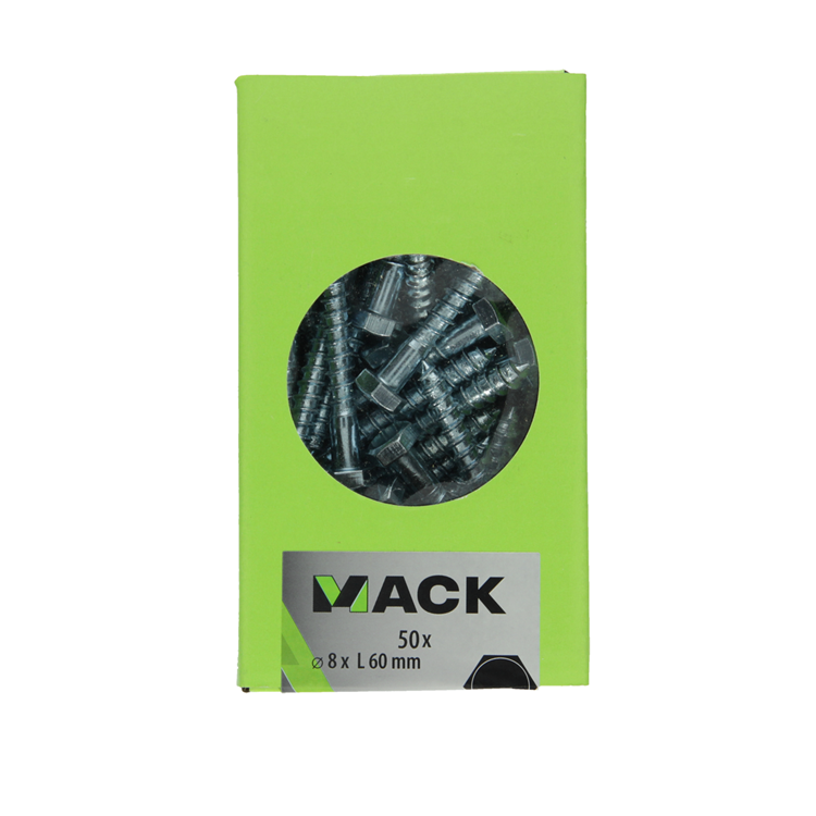 Afbeelding laden in galerijviewer, Mack 1020176 - houtdraadbout verzinkt 50 st 8 x 60 mm | 3 stuks
