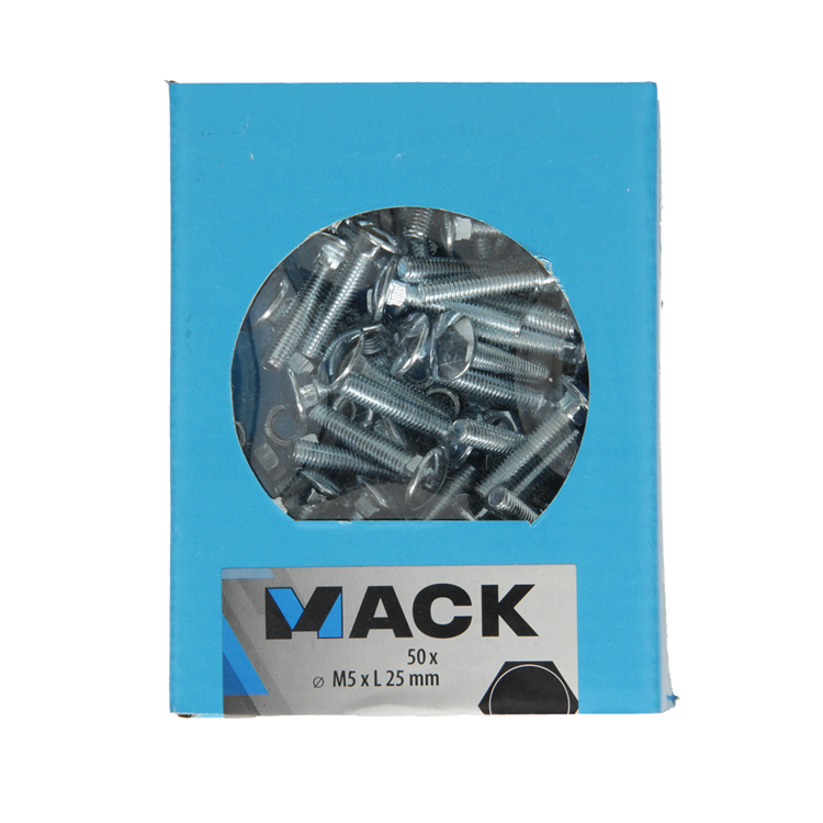Afbeelding laden in galerijviewer, Mack 1020191 - houtbout + moer verzinkt 50 stm5 x 25 mm | 5 stuks
