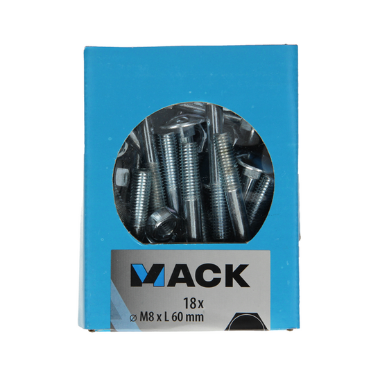Mack 1020207 - houtbout + moer verzinkt 18 stm8 x 60 mm | 5 stuks