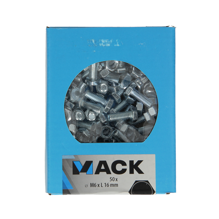 Afbeelding laden in galerijviewer, Mack 1020213 - tapbout + moer verzinkt 50 st m6 x 16 mm | 5 stuks

