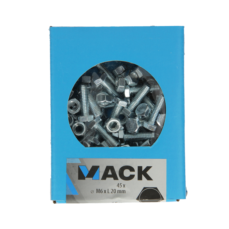 Afbeelding laden in galerijviewer, Mack 1020214 - tapbout + moer verzinkt 45 st m6 x 20 mm | 5 stuks
