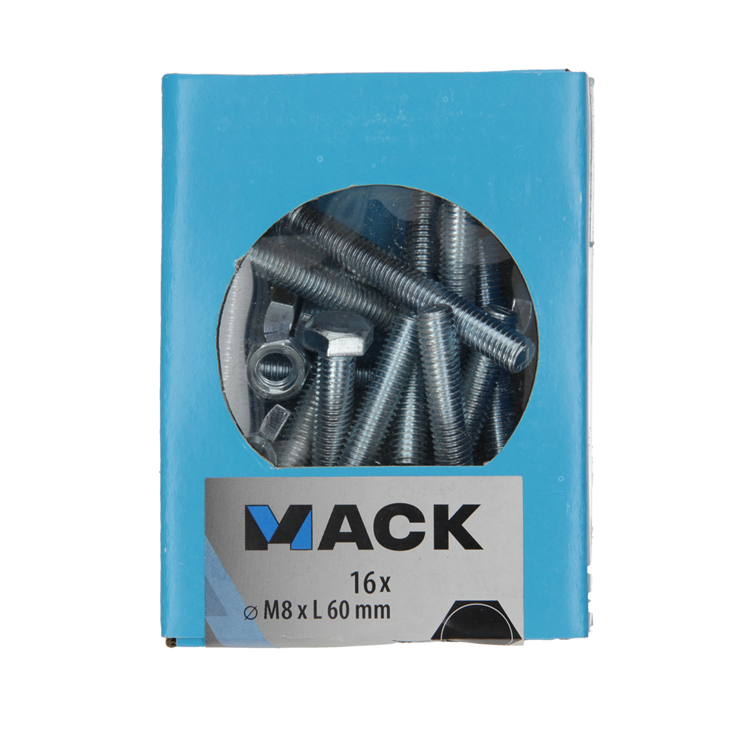 Laden Sie das Bild in Galerie -Viewer, Mack 1020222 - tapbout + moer verzinkt 16 st m8 x 60 mm | 5 stuks
