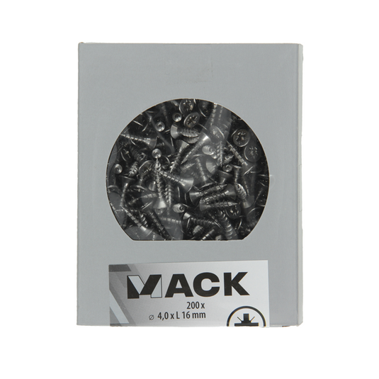 Mack 1020230 - spaanplaatschroef vz kop inox a2 200 st 4,0 x 16 mm | 2 stuks