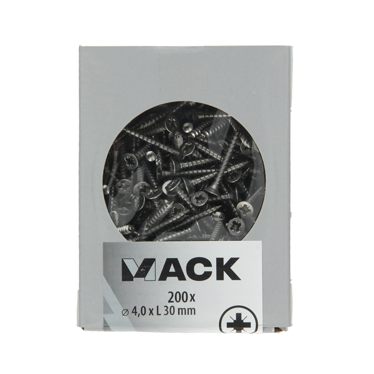 Afbeelding laden in galerijviewer, Mack 1020233 - spaanplaatschroef vz kop inox a2 200 st 4,0 x 30 mm | 2 stuks
