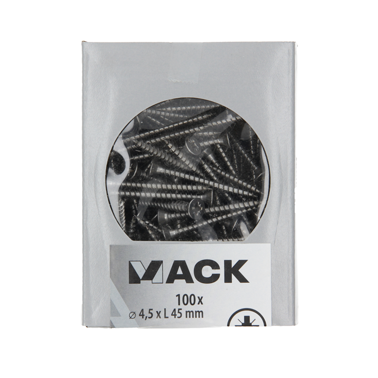 Afbeelding laden in galerijviewer, Mack 1020241 - spaanplaatschroef vz kop inox a2 100 st 4,5 x 45 mm | 2 stuks
