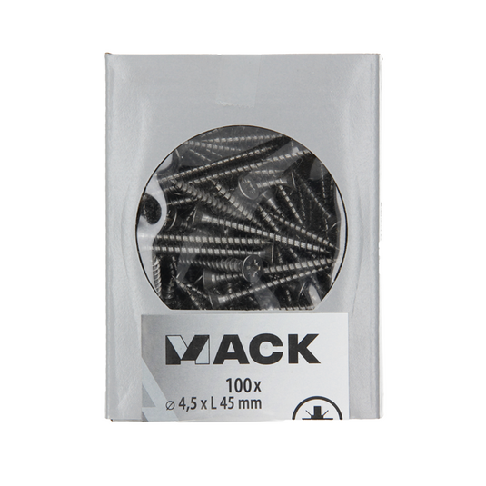Mack 1020241 - spaanplaatschroef vz kop inox a2 100 st 4,5 x 45 mm | 2 stuks