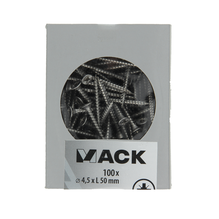 Afbeelding laden in galerijviewer, Mack 1020242 - spaanplaatschroef vz kop inox a2 100 st 4,5 x 50 mm | 2 stuks
