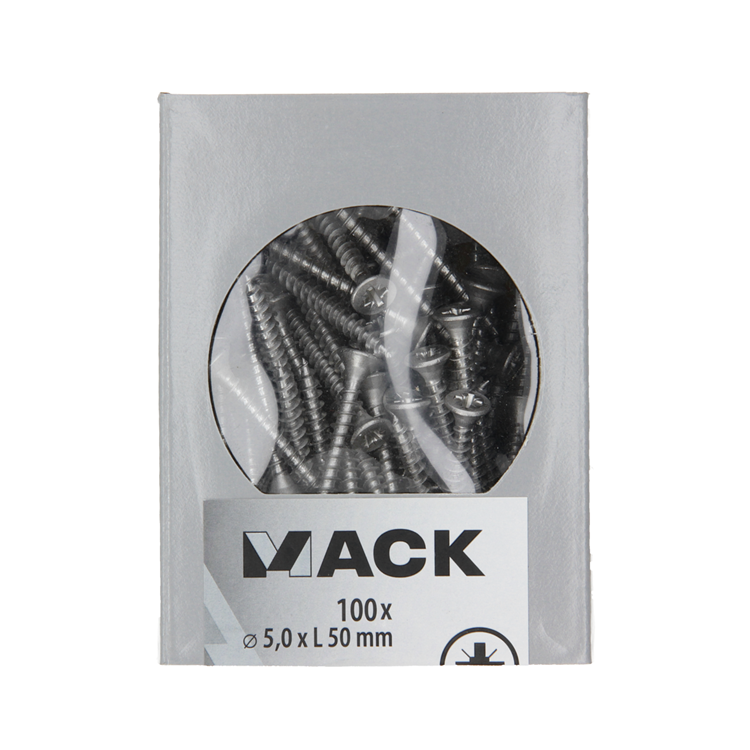 Afbeelding laden in galerijviewer, Mack 1020245 - spaanplaatschroef vz kop inox a2 100 st 5,0 x 50 mm | 2 stuks
