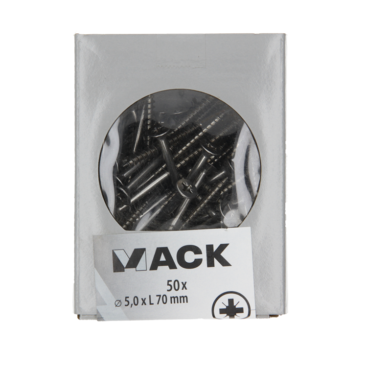 Afbeelding laden in galerijviewer, Mack 1020247 - spaanplaatschroef vz kop inox a2 50 st 5,0 x 70 mm | 2 stuks
