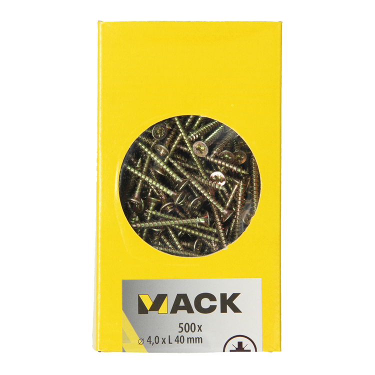 Afbeelding laden in galerijviewer, Mack 1020262 - spaanplaatschroef vz kop gvz 500 st 4,0 x 40 mm | 2 stuks
