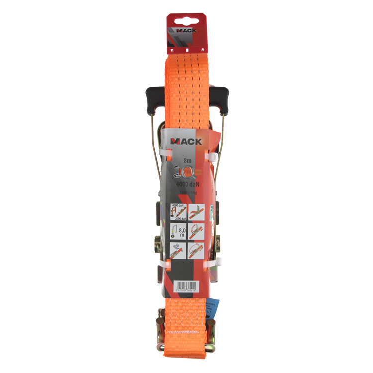 Afbeelding laden in galerijviewer, Mack 1023393 - spangordel pe, ratelspanner 2d50mm-8m max4000kg 2 klauwhaken | 5 stuks
