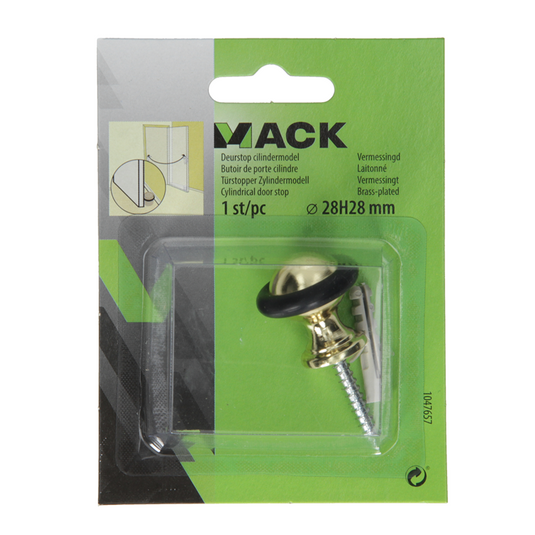 Mack 1047657 - deurstop cilindermodel vermessingd ø 28h28 mm 1 st pc | 6 stuks