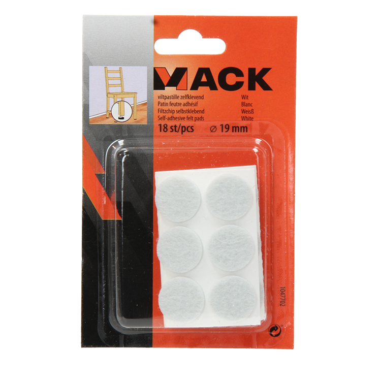 ギャラリービューアに画像をロードする, Mack 1047702 - viltpastille zelfklevend wit ø 19 mm 18 st pcs | 12 stuks
