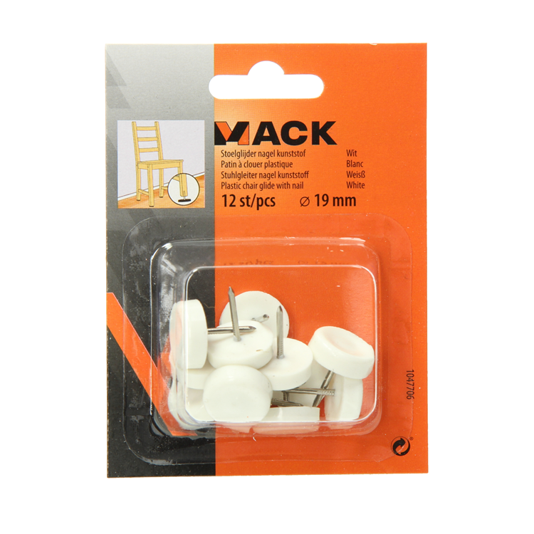 ギャラリービューアに画像をロードする, Mack 1047706 - stoelglijder nagel kunststof wit ø 19 mm 12 st pcs | 6 stuks

