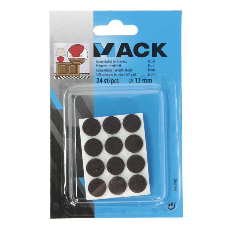 ギャラリービューアに画像をロードする, Mack 1047664 - meubelviltje zelfklevend bruin ø 13 mm 24 st pcs | 12 stuks
