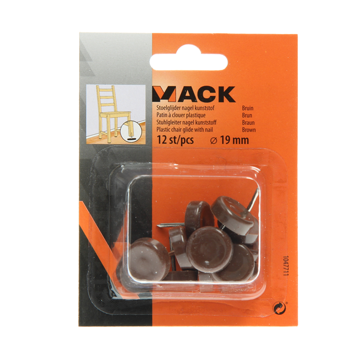 Afbeelding laden in galerijviewer, Mack 1047711 - stoelglijder nagel kunststof bruin ø 19 mm 12 st pcs | 6 stuks
