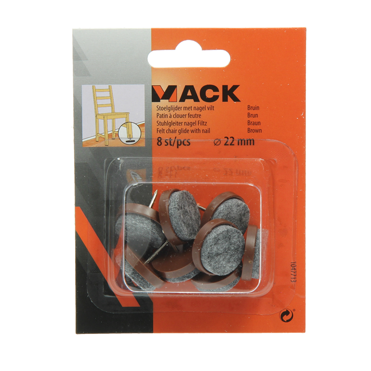 ギャラリービューアに画像をロードする, Mack 1047713 - stoelglijder met nagel vilt bruin ø 22 mm 8 st pcs | 6 stuks
