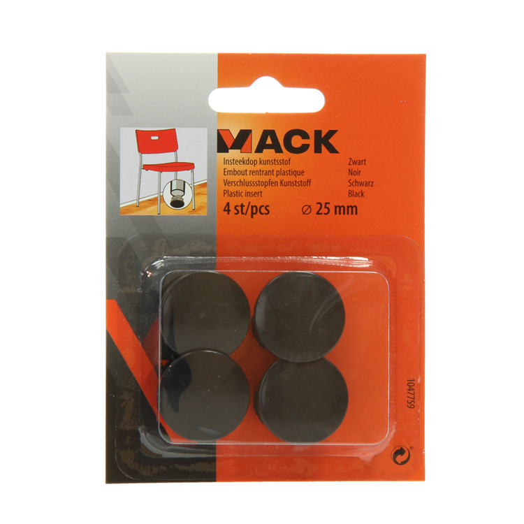 Afbeelding laden in galerijviewer, Mack 1047759 - insteekdop kunstsstof zwart ø 25 mm 4 st pcs | 6 stuks
