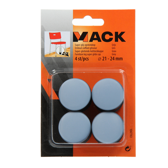 Mack 1047763 - super-glij-opsteekdop grijs ø 21 - 24 mm 4 st pcs | 6 stuks