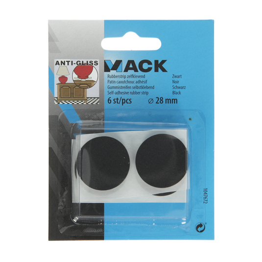 Mack 1047672 - rubberstrip zelfklevend zwart ø 28 mm 6 st pcs | 12 stuks