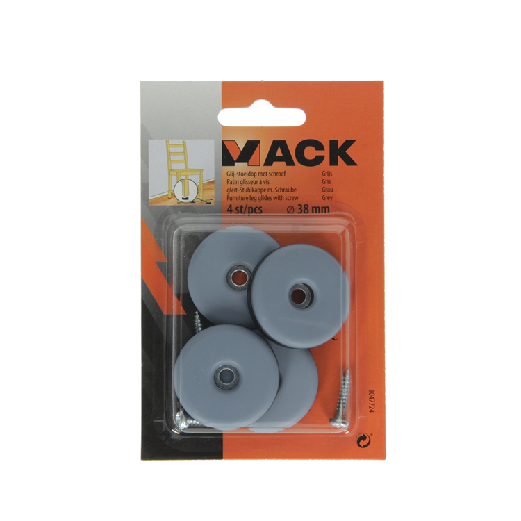 Afbeelding laden in galerijviewer, Mack 1047724 - glij-stoeldop met schroef grijs ø 38 mm 4 st pcs | 6 stuks
