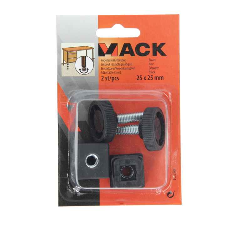 Afbeelding laden in galerijviewer, Mack 1047774 - regelbare insteekdop zwart 25 x 25 mm 2 st pcs | 6 stuks

