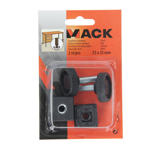 Mack 1047774 - regelbare insteekdop zwart 25 x 25 mm 2 st pcs | 6 stuks