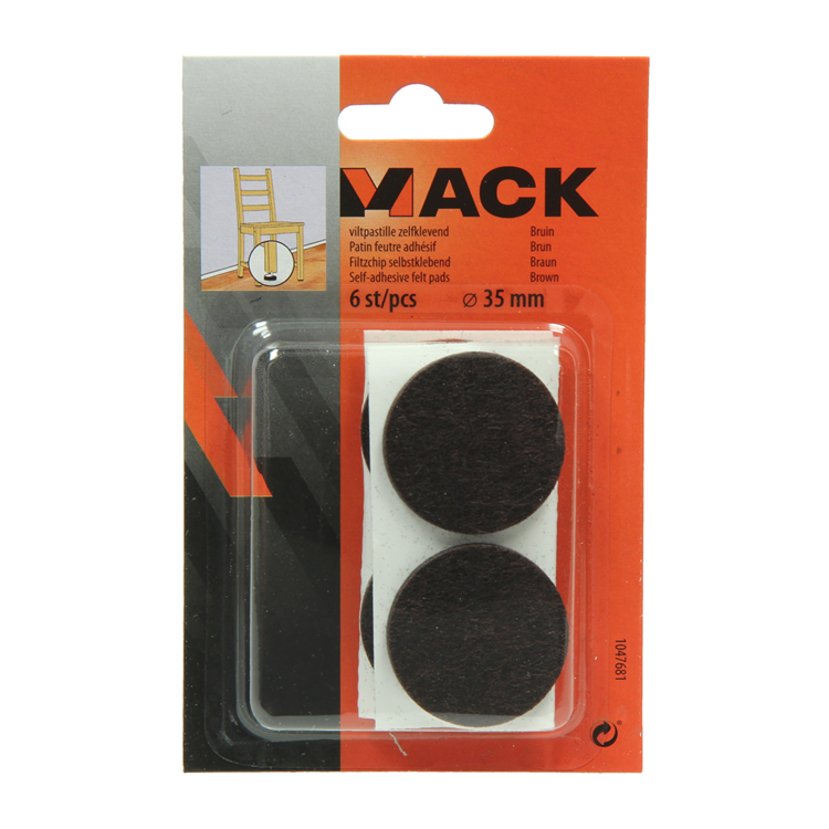 Afbeelding laden in galerijviewer, Mack 1047681 - viltpastille zelfklevend bruin ø 35 mm 6 st pcs | 12 stuks
