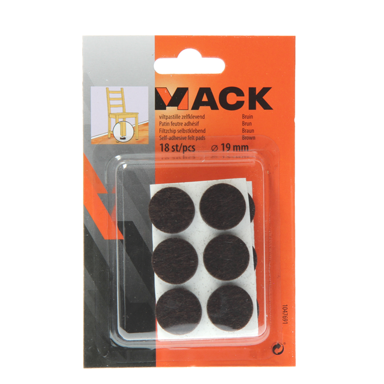 Afbeelding laden in galerijviewer, Mack 1047691 - viltpastille zelfklevend bruin ø 19 mm 18 st pcs | 12 stuks
