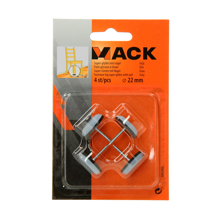 Afbeelding laden in galerijviewer, Mack 1047696 - super-glijder met nagel grijs ø 22 mm 4 st pcs | 6 stuks
