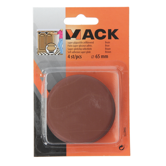 Mack 1048773 - super glijpastille zelfklevendbruin ø 65 mm 4 st pcs | 12 stuks
