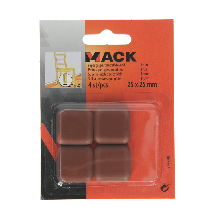 Cargue la imagen en el visor de la galería, Mack 1048762 - super glijpastille zelfklevendbruin 25 x 25 mm 4 st pcs | 12 stuks
