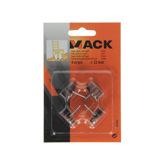 Mack 1048768 - super-glijder met nagel bruin ø 22 mm 4 st pcs | 6 stuks