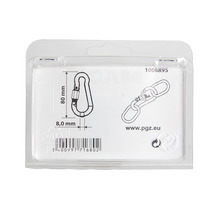 Afbeelding laden in galerijviewer, Mack 1006895 - 1 karabijnhaak+borgsl. verzinkt 8mm bl | 5 stuks
