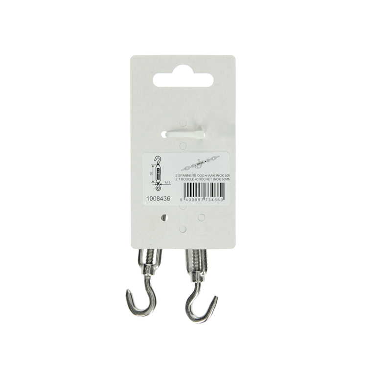 Laden Sie das Bild in Galerie -Viewer, Mack 1008436 - 2 spanners oog + haak m5 x 50mm inox | 10 stuks
