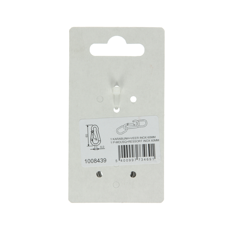 Afbeelding laden in galerijviewer, Mack 1008439 - 1 karabijnhaak + veer 6 x 60mm inox | 10 stuks

