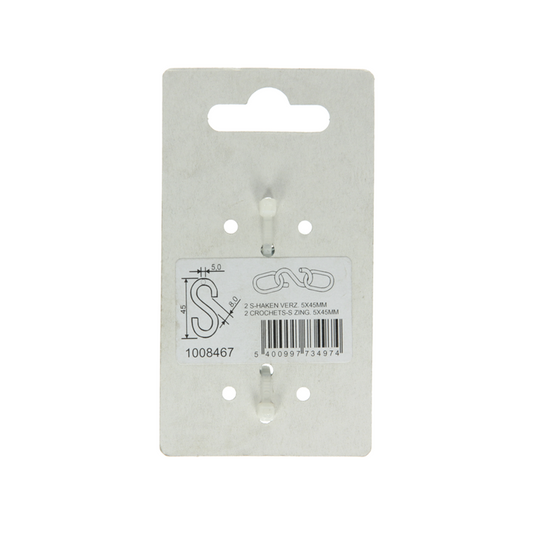 Mack 1008467 - 2 open s-haken 5,0 x 45 verzinkt | 10 stuks