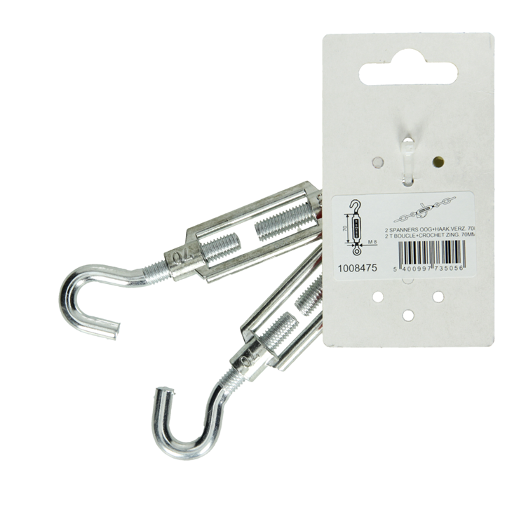 Afbeelding laden in galerijviewer, Mack 1008475 - 2 spanners oog + haak m8 x 70mm verzinkt | 10 stuks
