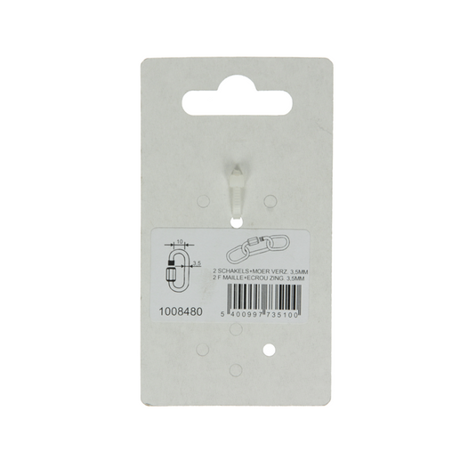 Mack 1008480 - 2 loze schakels + moer 3,5mm verzinkt | 10 stuks
