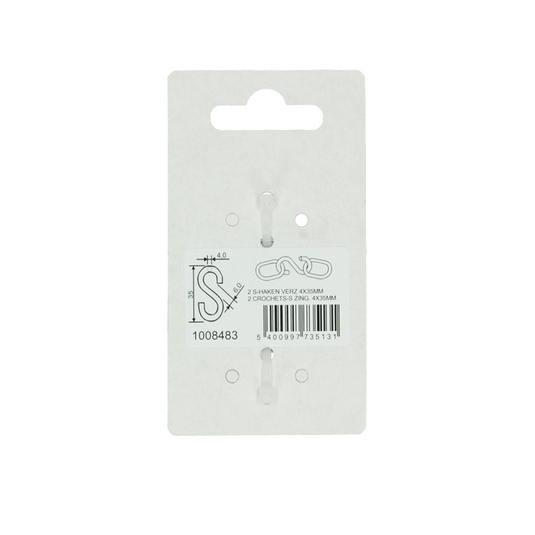 Mack 1008483 - 2 open s-haken 4,0 x 35mm verzinkt | 10 stuks