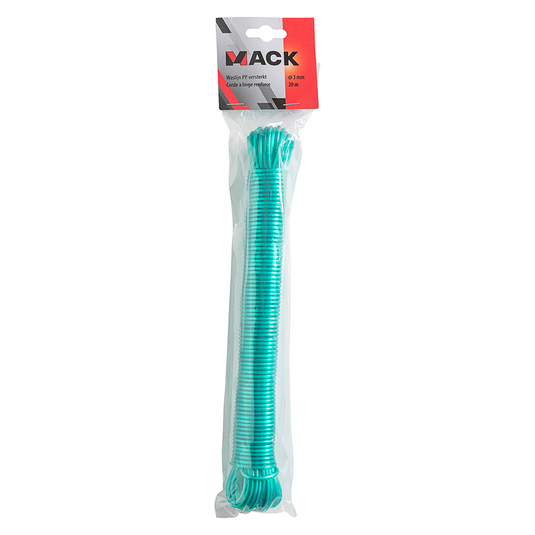 Mack 1014176 - waslijndraad pp groen streng 3mm 20m met staaldraad kern | 5 stuks