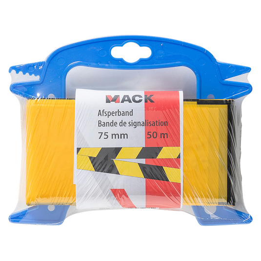 Mack 1014223 - afsperband geel zwart haspel 75mm x 50m 35 micron | 5 stuks