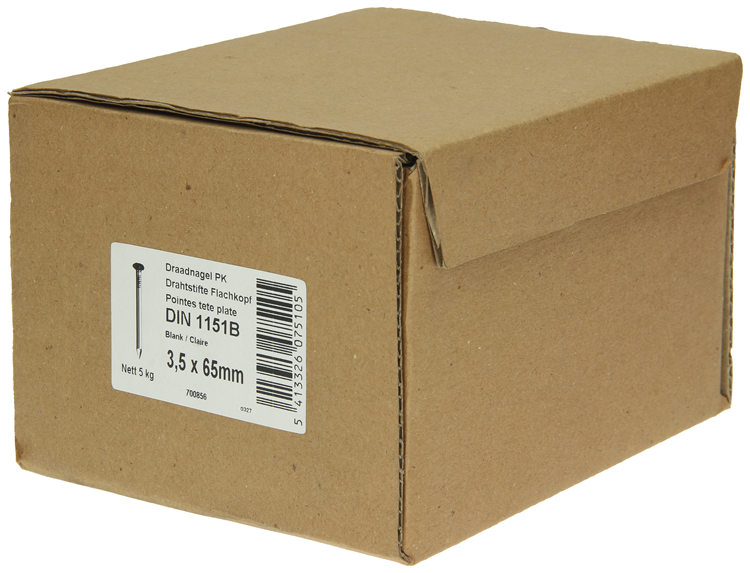 Laden Sie das Bild in Galerie -Viewer, 1015648 - doos 5 kg. nagels platte kop 3,5x65 mm | 2 stuks
